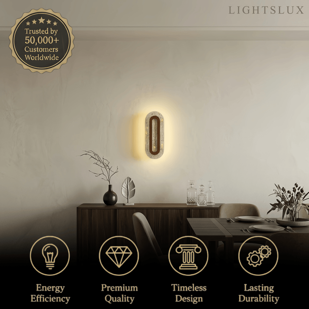 Natural Travertine Wall Light -- Beige Walnut for Hallway Bedroom Living Room Entryway - Flindria