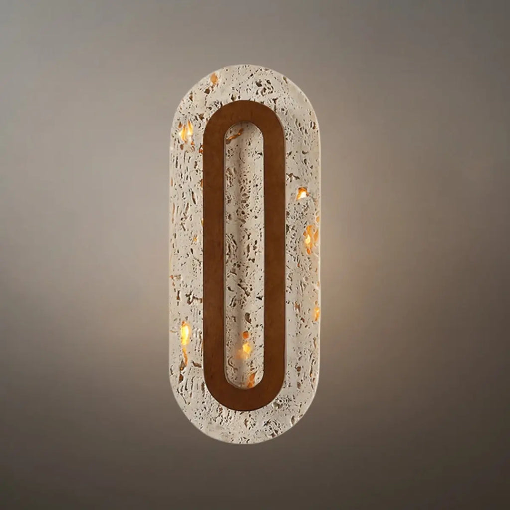 Natural Travertine Wall Light -- Beige Walnut for Hallway Bedroom Living Room Entryway - Flindria