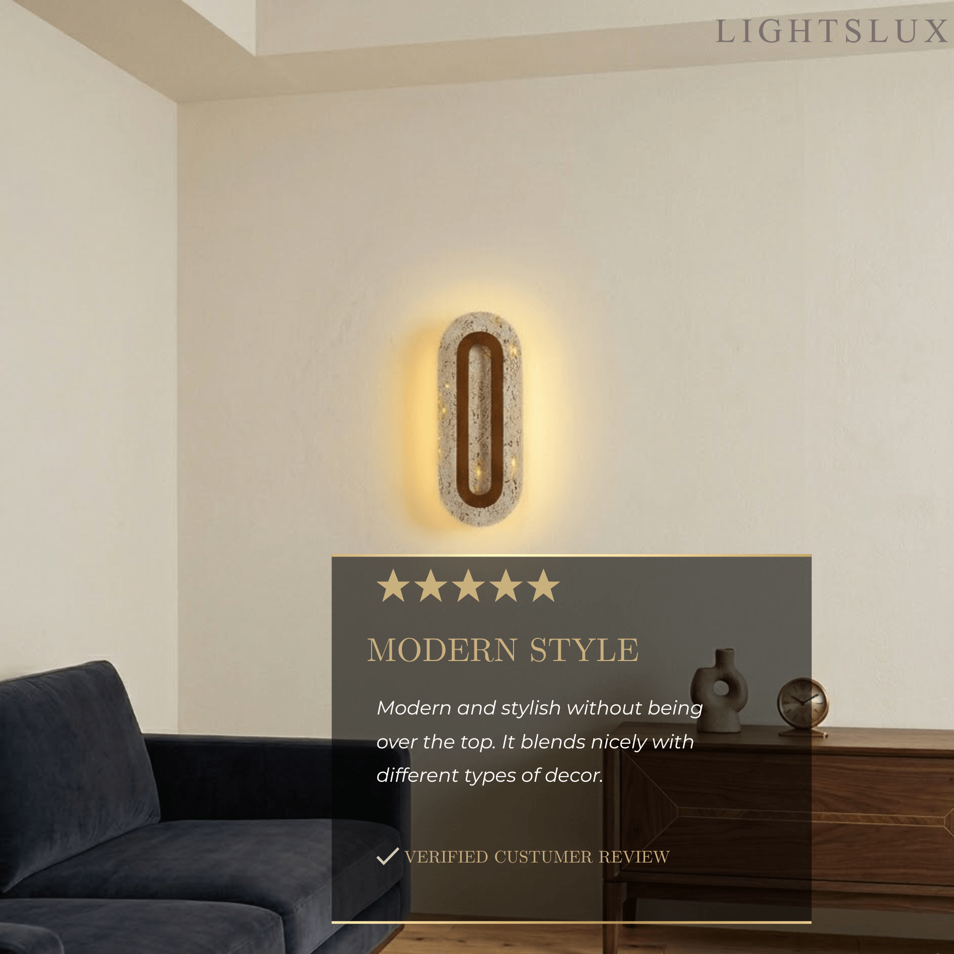 Natural Travertine Wall Light -- Beige Walnut for Hallway Bedroom Living Room Entryway - Flindria