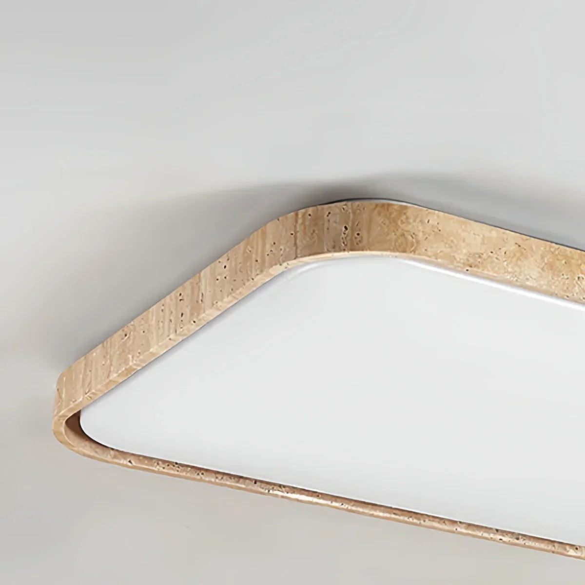 Lámpara de techo moderna de travertino – Beige blanco rectangular para sala de estar y comedor - Flindria