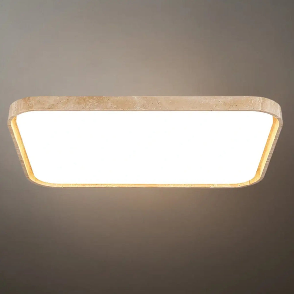 Lámpara de techo moderna de travertino – Beige blanco rectangular para sala de estar y comedor - Flindria