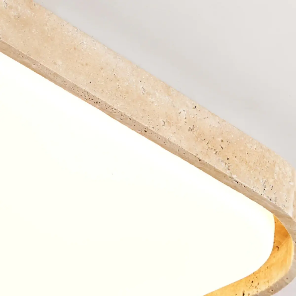Lámpara de techo moderna de travertino – Beige blanco rectangular para sala de estar y comedor - Flindria