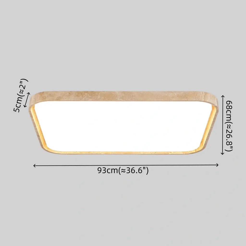 Lámpara de techo moderna de travertino – Beige blanco rectangular para sala de estar y comedor - Flindria