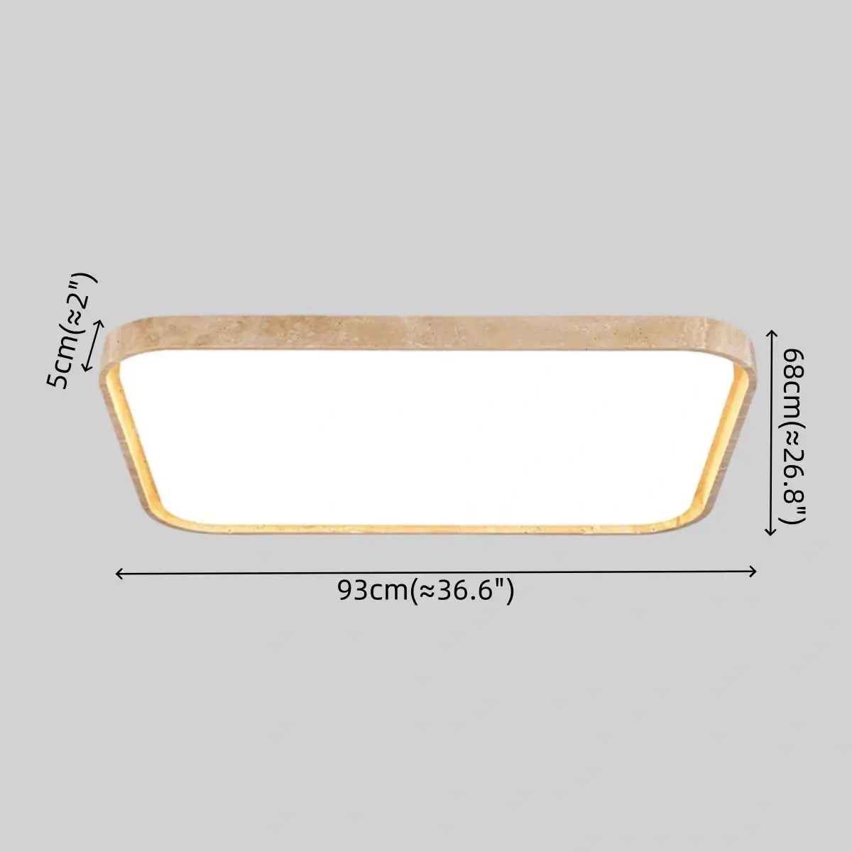 Lámpara de techo moderna de travertino – Beige blanco rectangular para sala de estar y comedor - Flindria