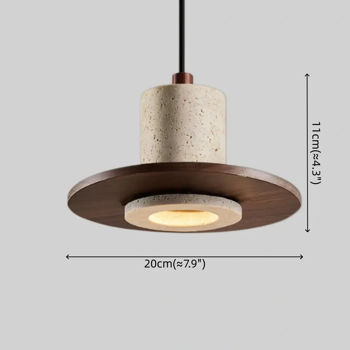Natural Travertine Pendant Light -- Beige Walnut for Dining Room Kitchen Island Living Room - Flindria