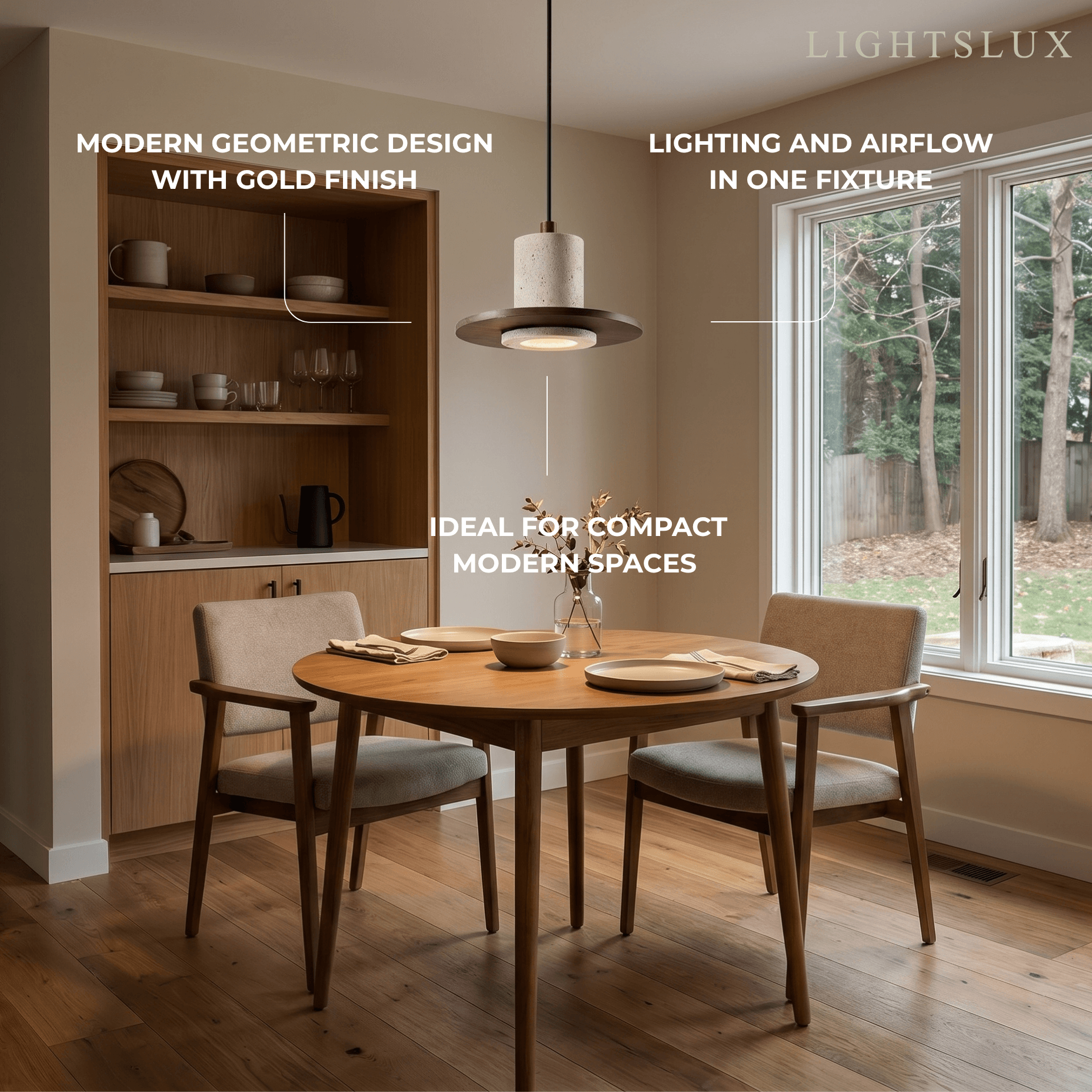 Natural Travertine Pendant Light -- Beige Walnut for Dining Room Kitchen Island Living Room - Flindria
