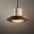 Natural Travertine Pendant Light -- Beige Walnut for Dining Room Kitchen Island Living Room - Flindria