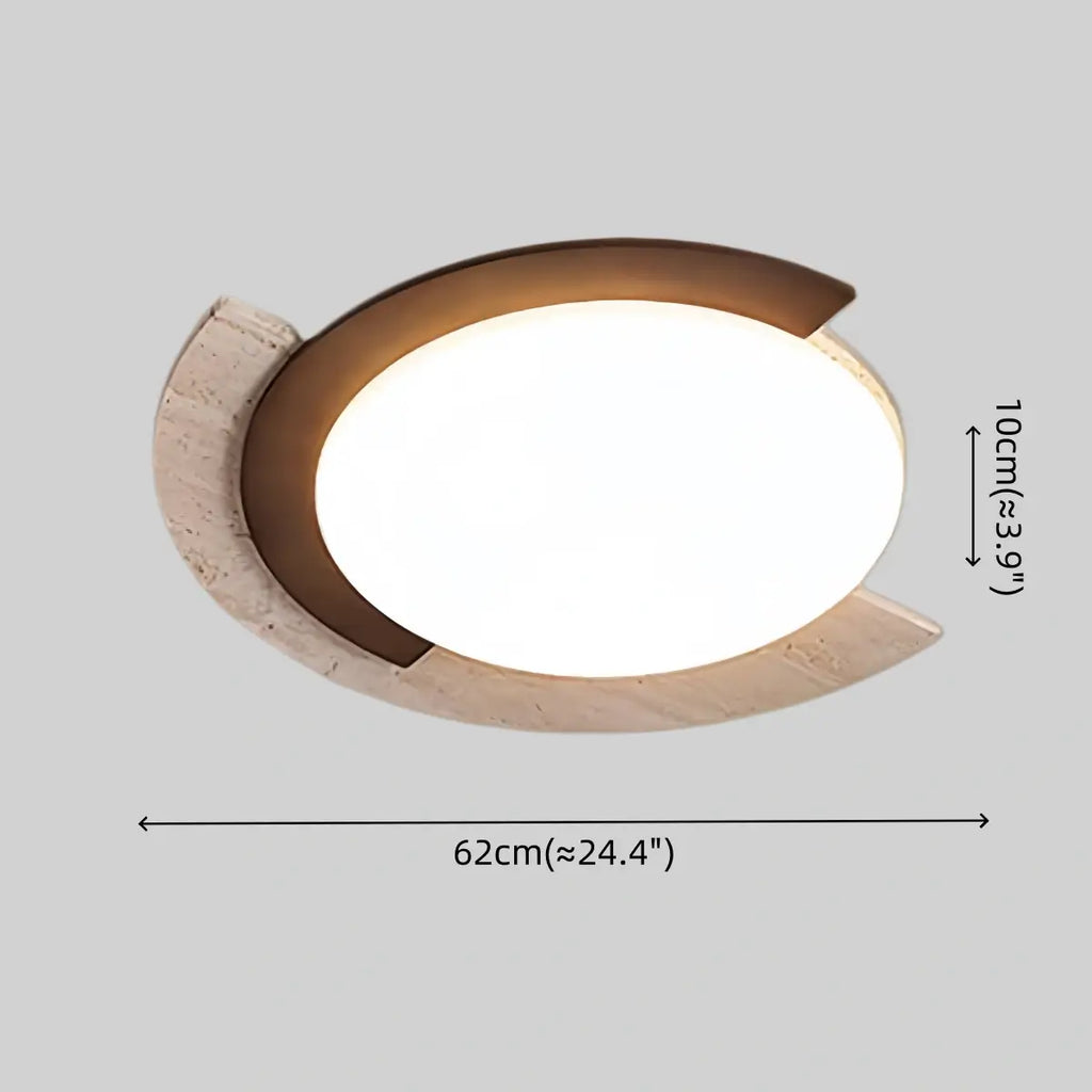 Lámpara de techo natural de travertino -- Beige nogal para sala de estar comedor dormitorio - Flindria