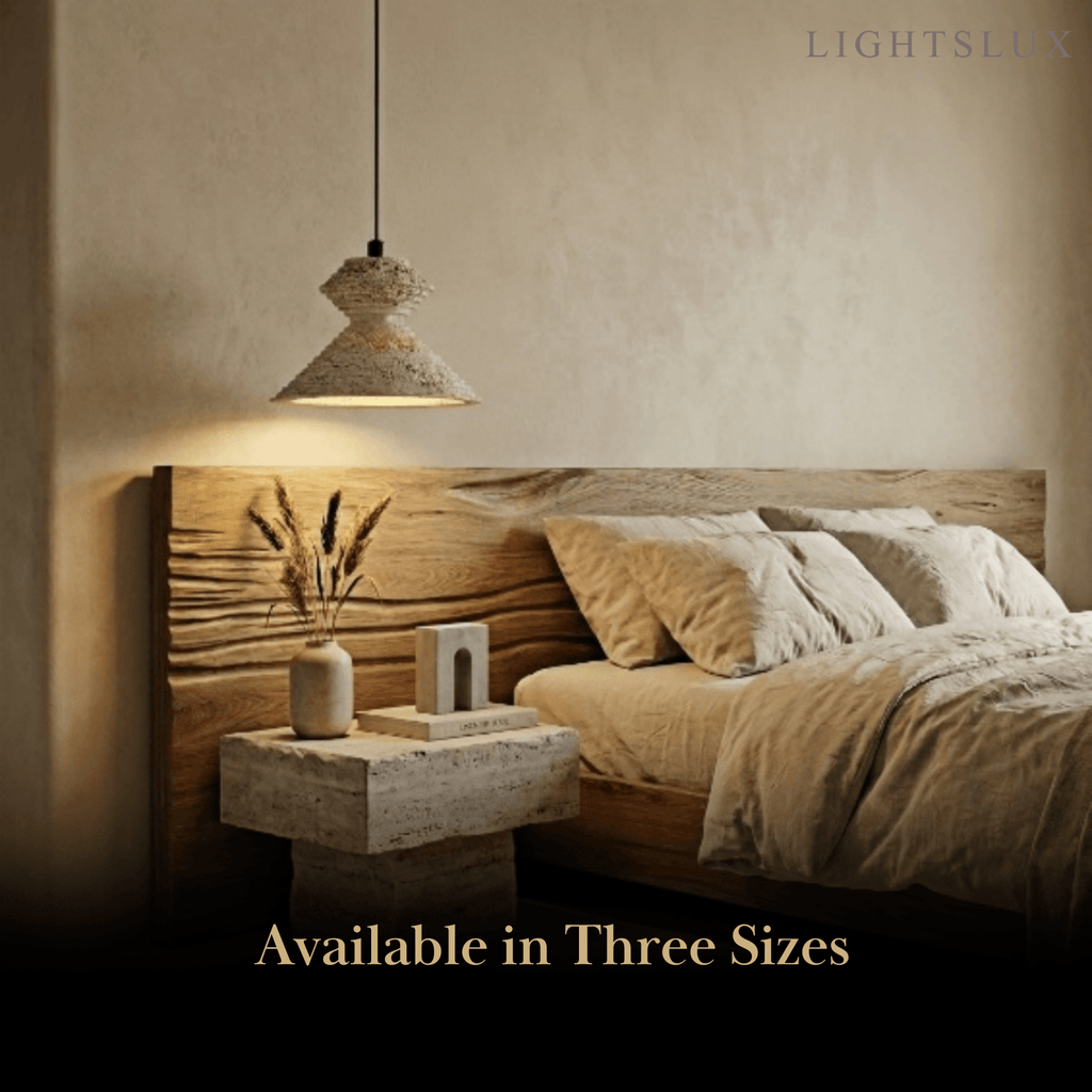 Minimalist Travertine Pendant Light - Yellow Stone for Kitchen Island, Dining Room and Bedroom - Flindria