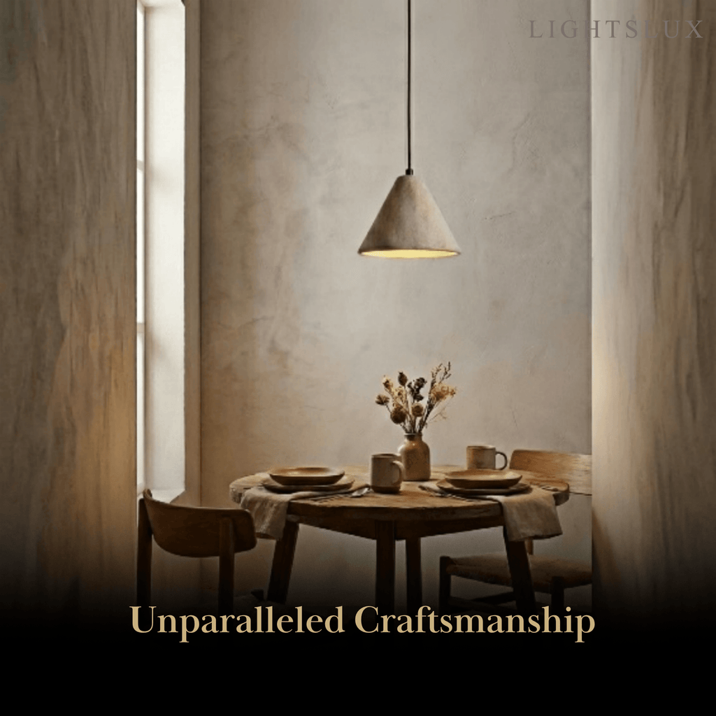 Modern Travertine Pendant Light – Yellow Travertine & Walnut Wood for Kitchen Island, Dining Room, Bedroom - Flindria