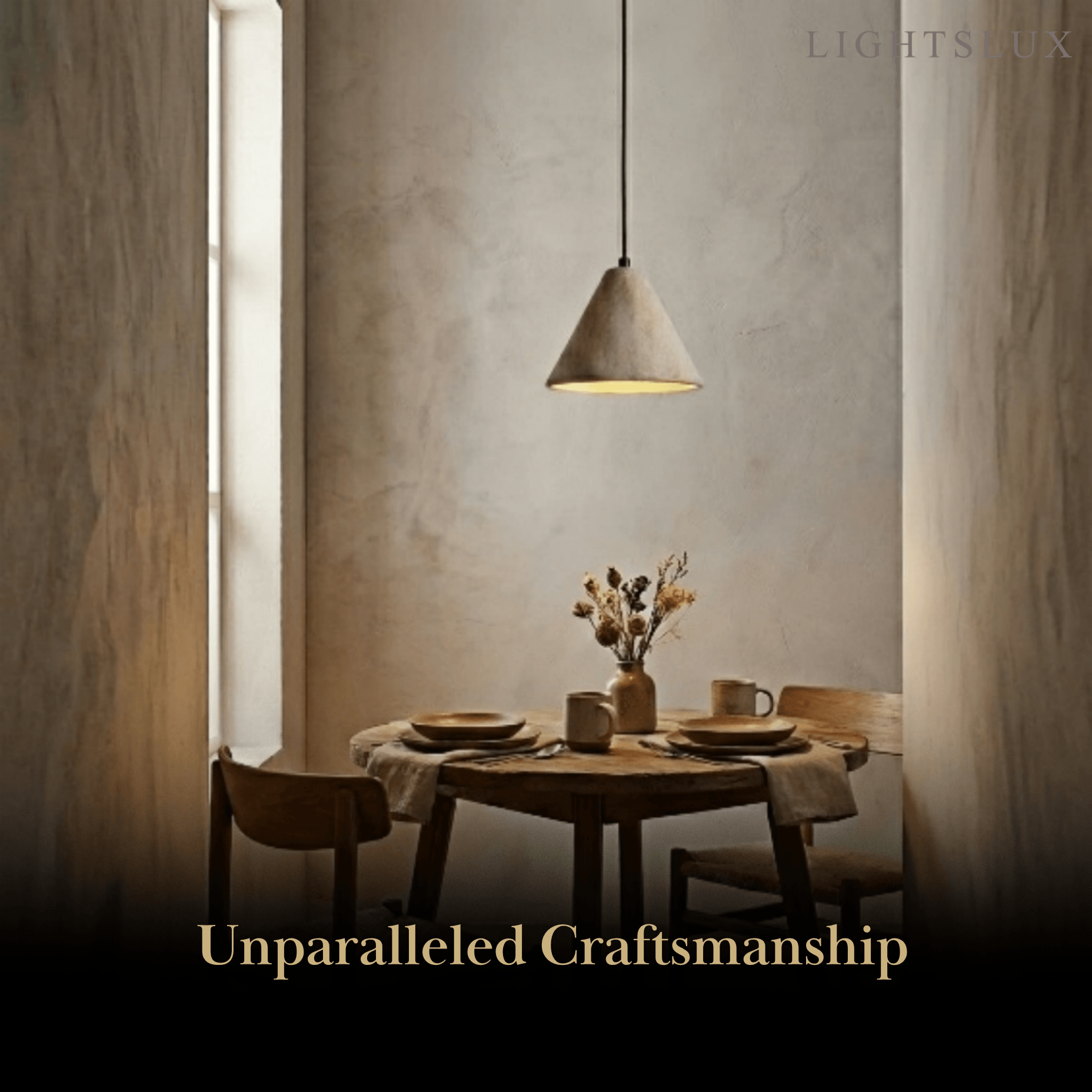 Modern Travertine Pendant Light – Yellow Travertine & Walnut Wood for Kitchen Island, Dining Room, Bedroom - Flindria