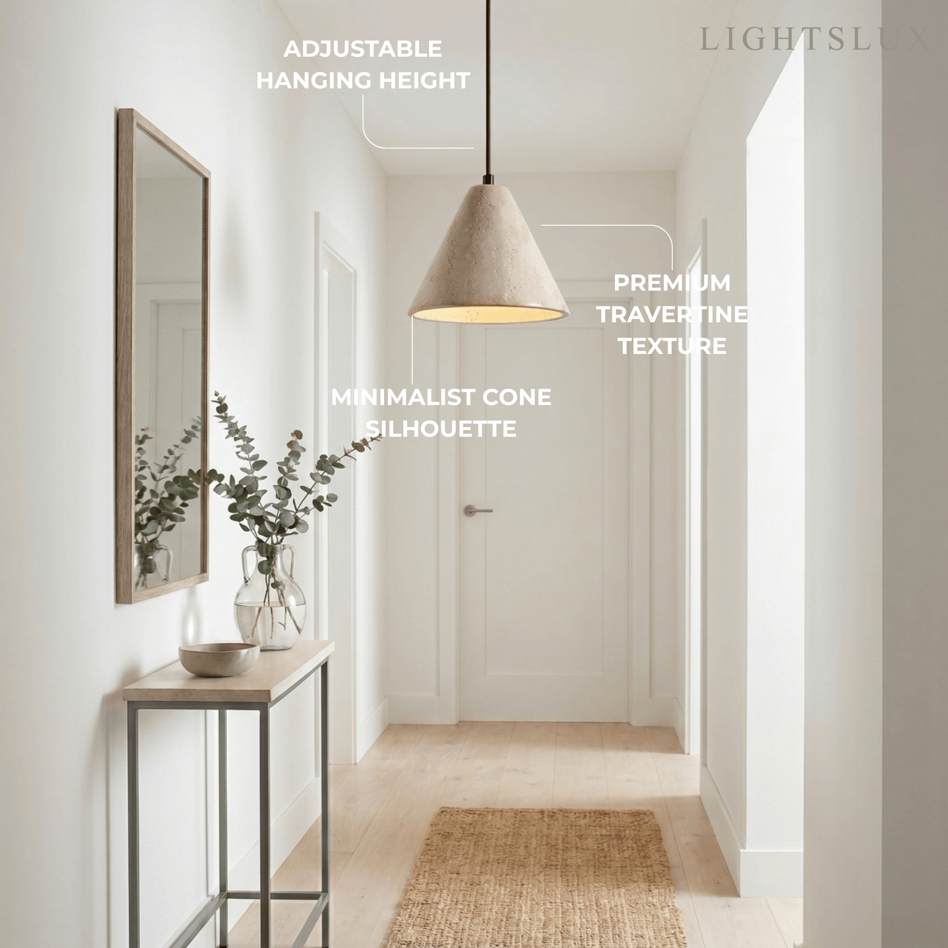Modern Travertine Pendant Light – Yellow Travertine & Walnut Wood for Kitchen Island, Dining Room, Bedroom - Flindria