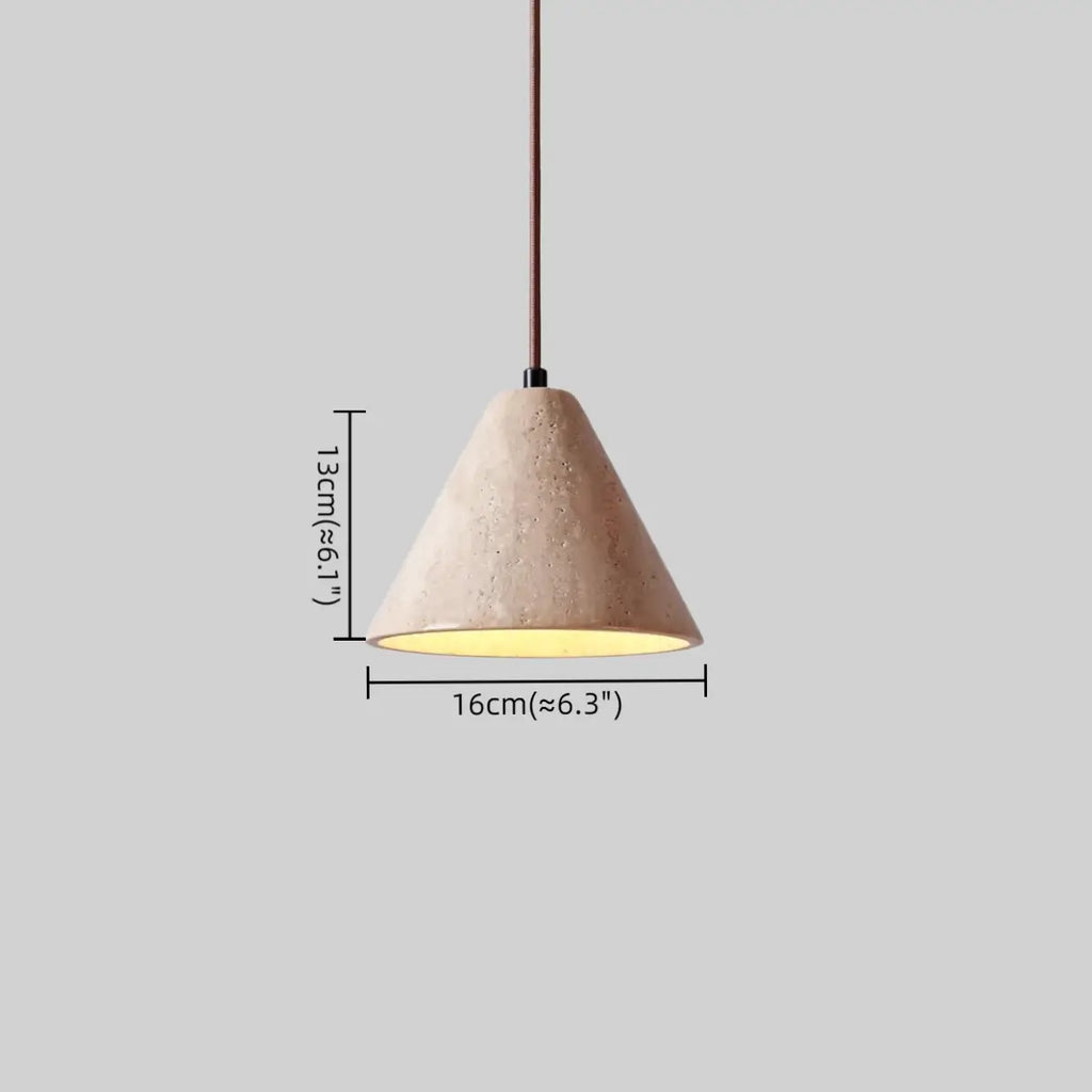 Modern Travertine Pendant Light – Yellow Travertine & Walnut Wood for Kitchen Island, Dining Room, Bedroom - Flindria