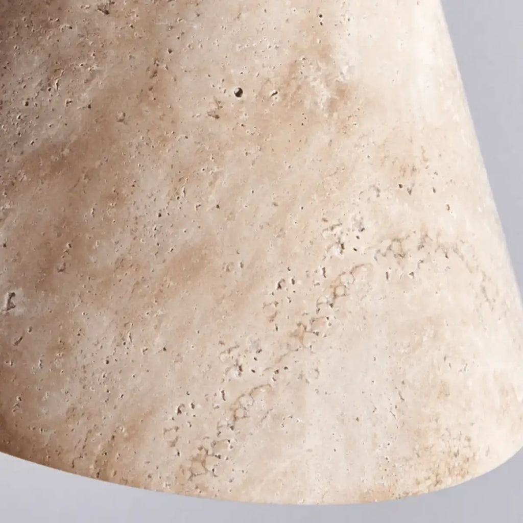 Modern Travertine Pendant Light – Yellow Travertine & Walnut Wood for Kitchen Island, Dining Room, Bedroom - Flindria