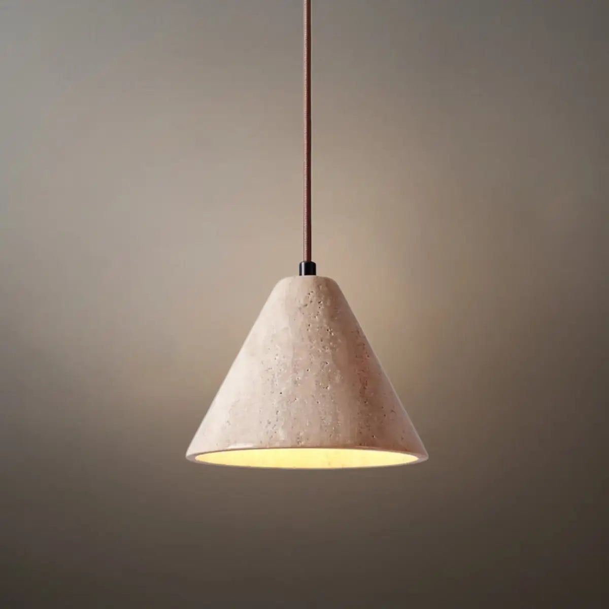 Modern Travertine Pendant Light – Yellow Travertine & Walnut Wood for Kitchen Island, Dining Room, Bedroom - Flindria