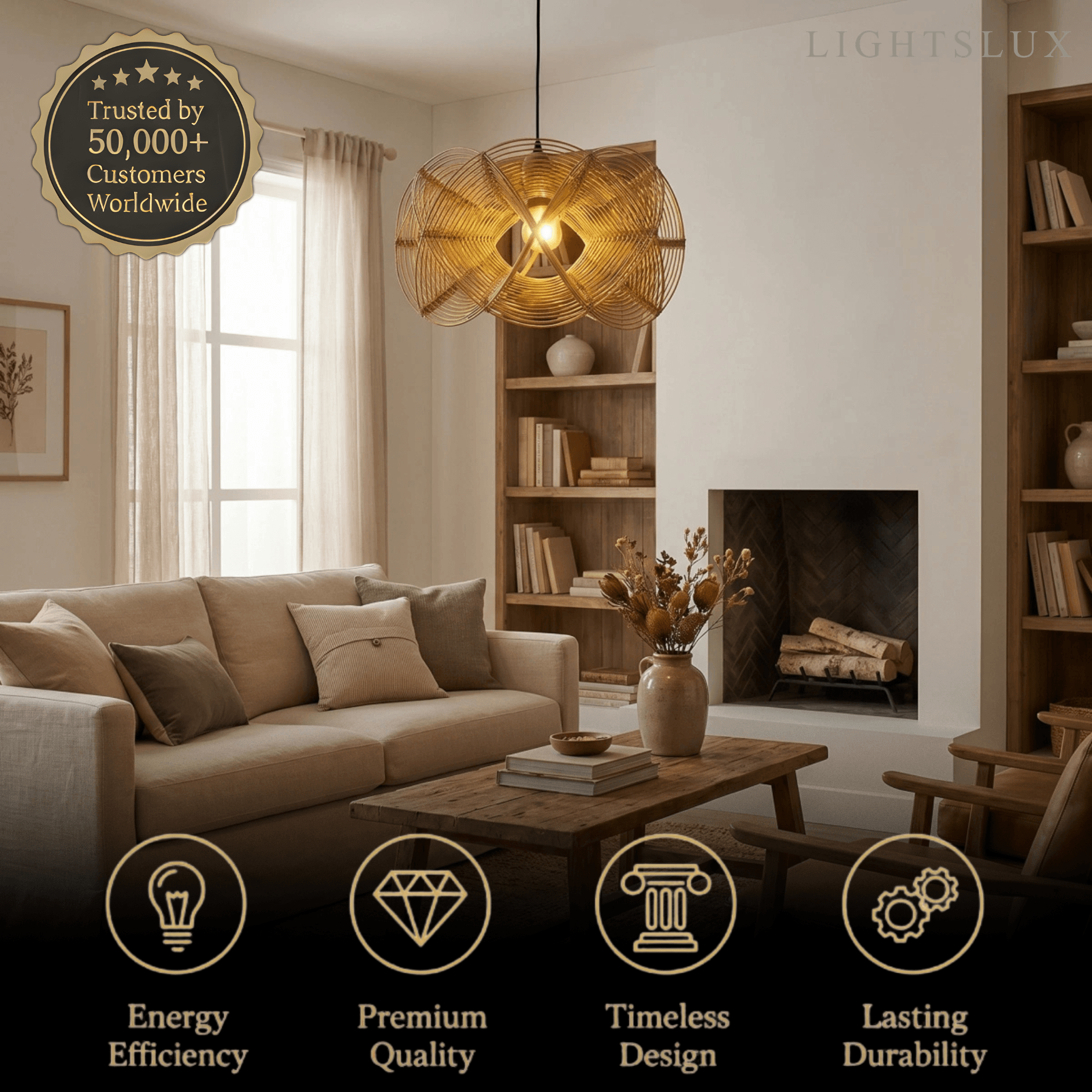 Nordic Woven Rattan Pendant Lamp Pendant Lamp -- Woven Rattan Natural for Living Room - Flindria