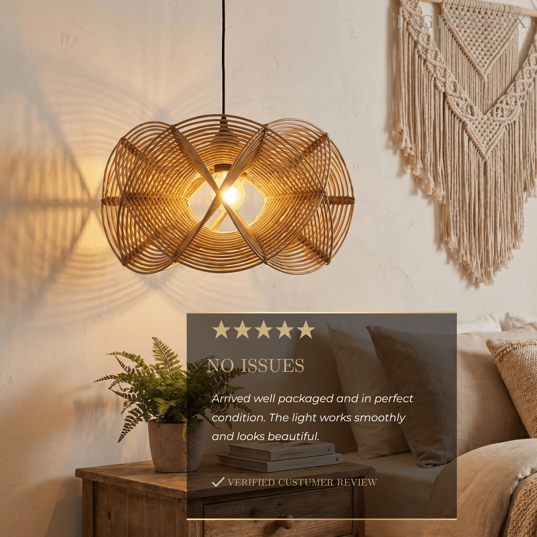 Nordic Woven Rattan Pendant Lamp Pendant Lamp -- Woven Rattan Natural for Living Room - Flindria