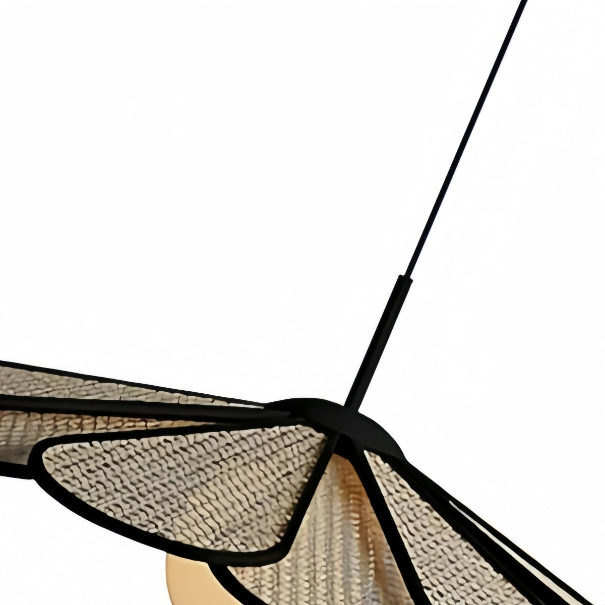 Natural Rattan Petal Pendant Light – Black Metal for Living Room - Flindria