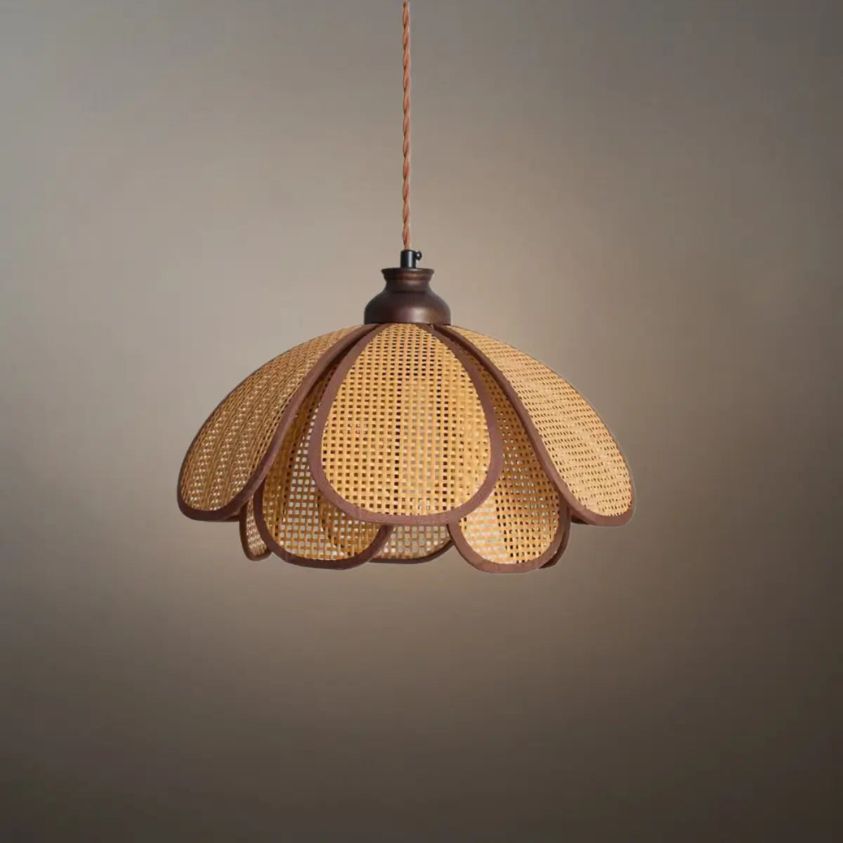 Natural Pendant Light -- Rattan&Wood Walnut Color for Dining Room Living Room Bedroom - Flindria