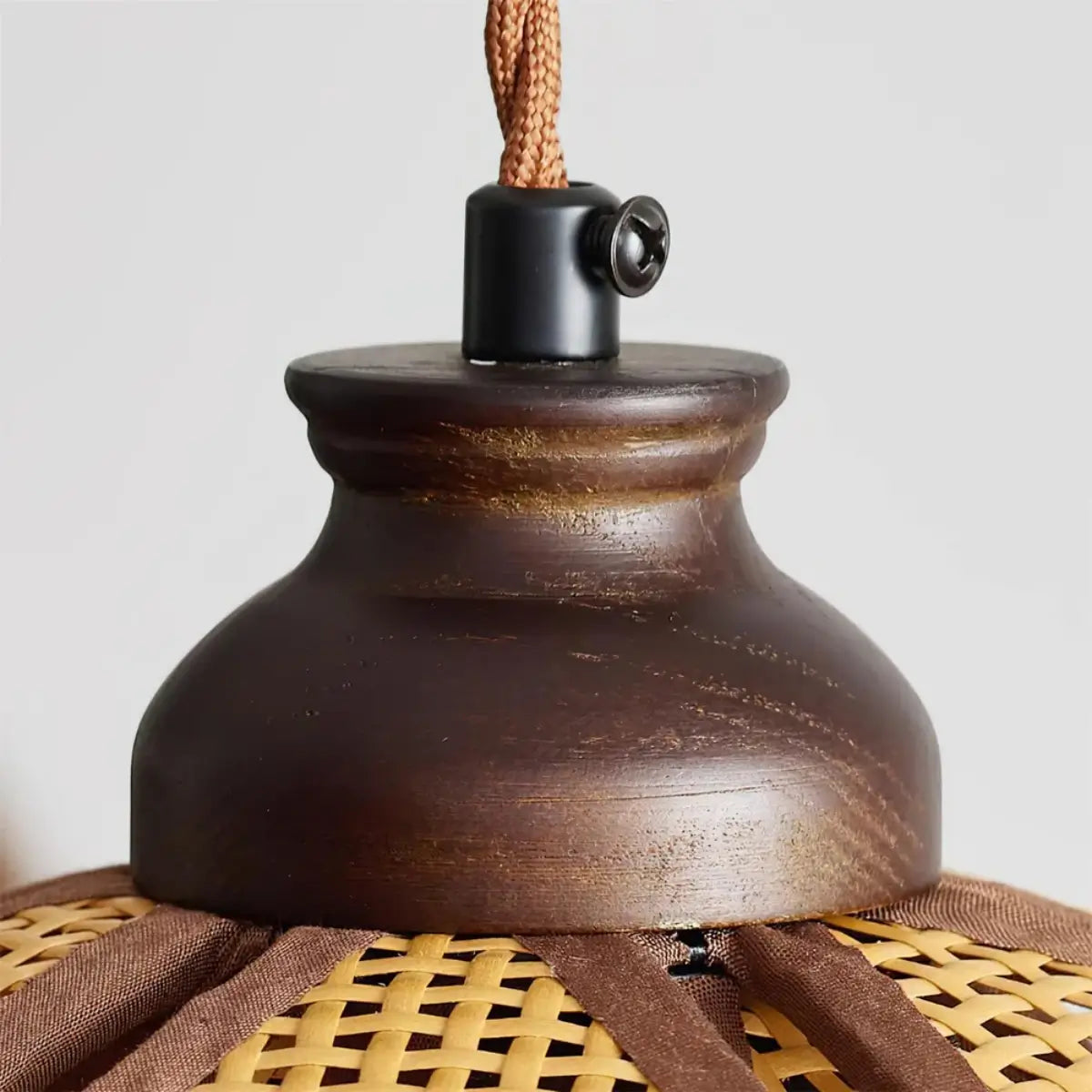 Natural Pendant Light -- Rattan&Wood Walnut Color for Dining Room Living Room Bedroom - Flindria