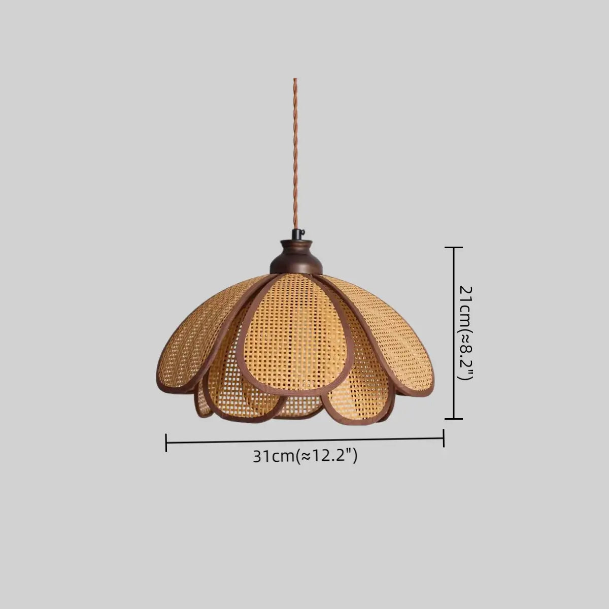 Natural Pendant Light -- Rattan&Wood Walnut Color for Dining Room Living Room Bedroom - Flindria