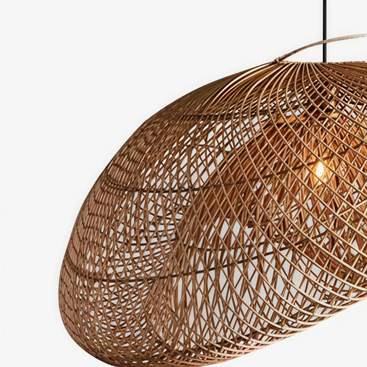 Natural Rattan Pendant Light – Metal & Rattan for Dining Room, Kitchen, Bedroom - Flindria
