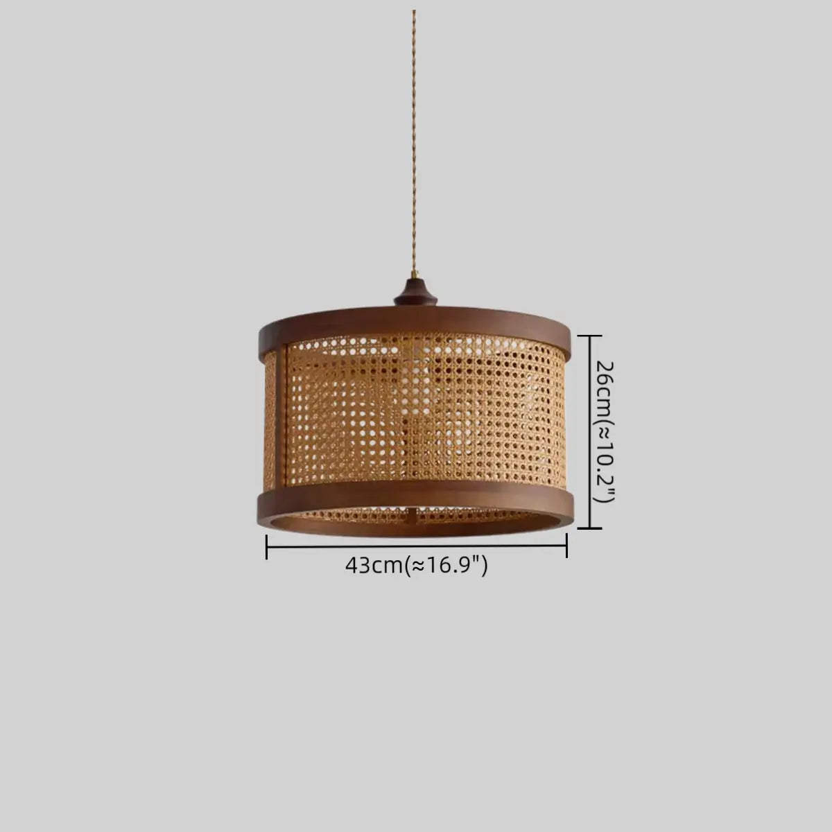 Natural Woven Pendant Light – Rattan & Wood  Walnut for Dining Room, Bedroom - Flindria