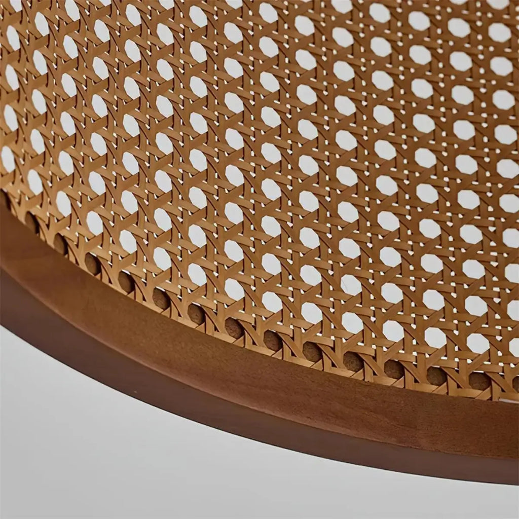 Natural Woven Pendant Light – Rattan & Wood  Walnut for Dining Room, Bedroom - Flindria