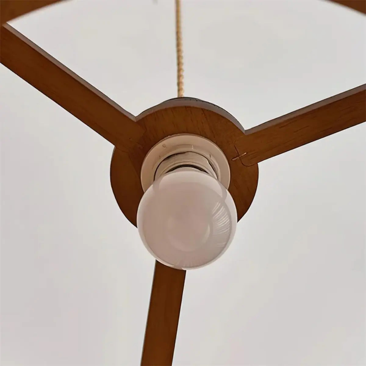 Natural Woven Pendant Light – Rattan & Wood  Walnut for Dining Room, Bedroom - Flindria