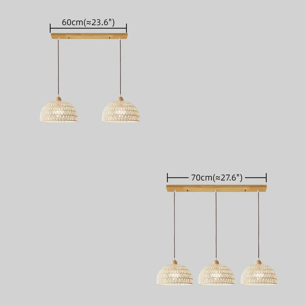 Natural Pendant Light – Rattan & Wood for Living Room Dining Room Bedroom - Flindria