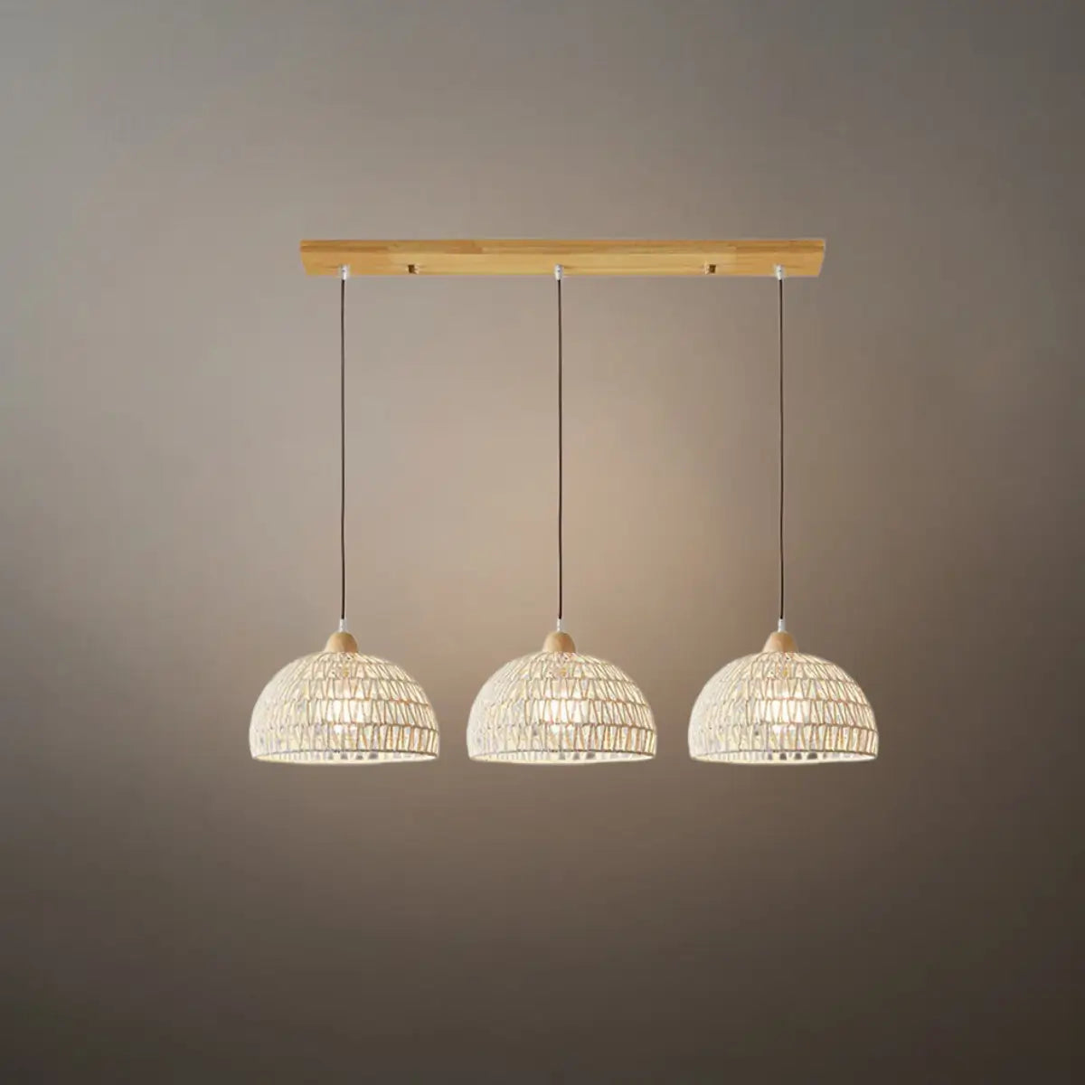 Natural Pendant Light – Rattan & Wood for Living Room Dining Room Bedroom - Flindria