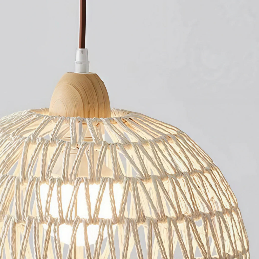 Natural Pendant Light – Rattan & Wood for Living Room Dining Room Bedroom - Flindria