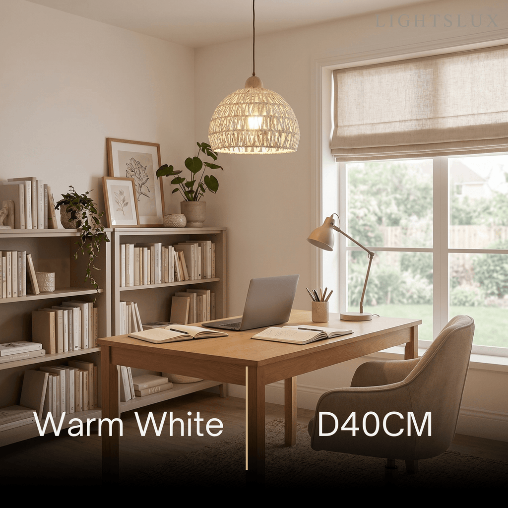 Natural Pendant Light – Rattan & Wood for Living Room Dining Room Bedroom - Flindria