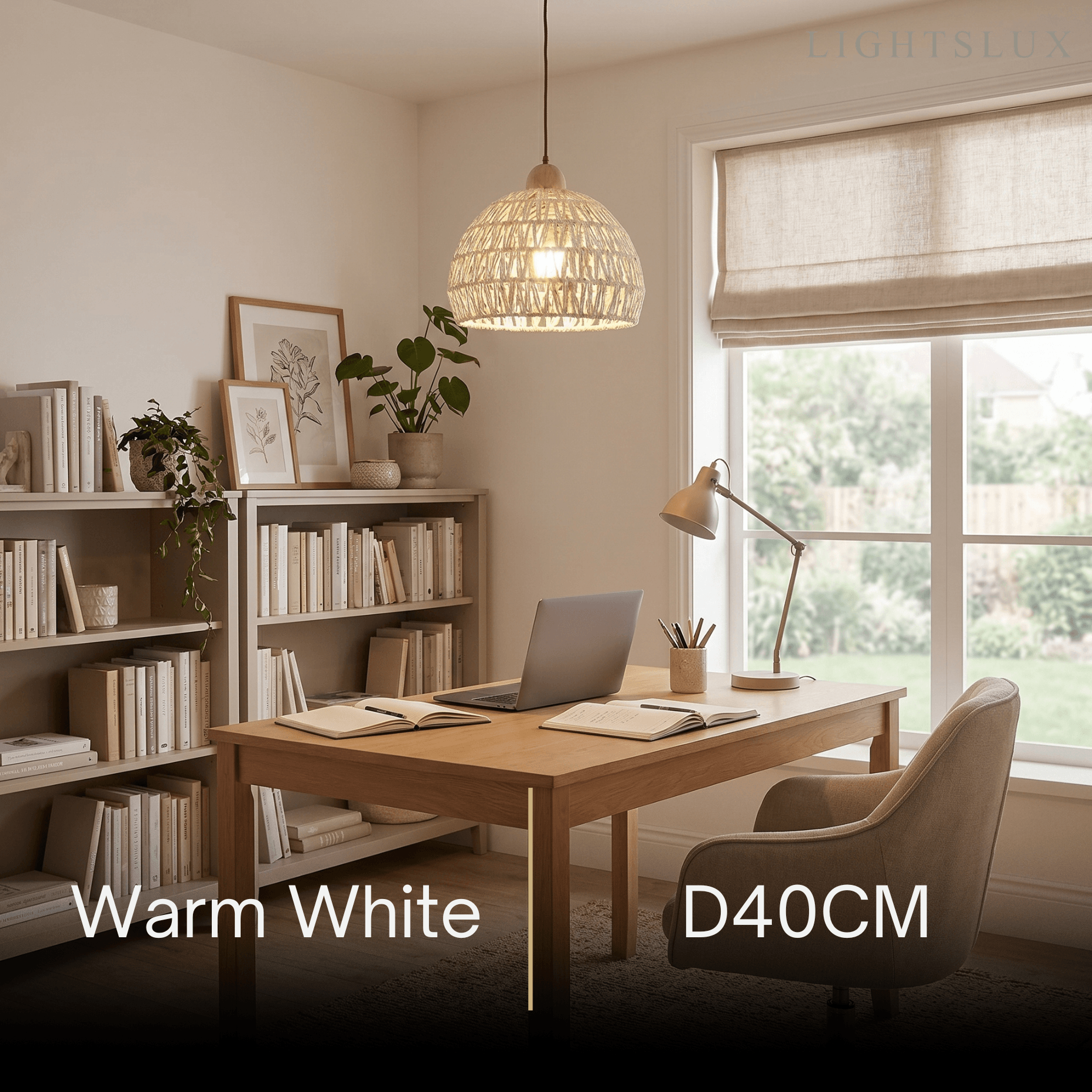 Natural Pendant Light – Rattan & Wood for Living Room Dining Room Bedroom - Flindria