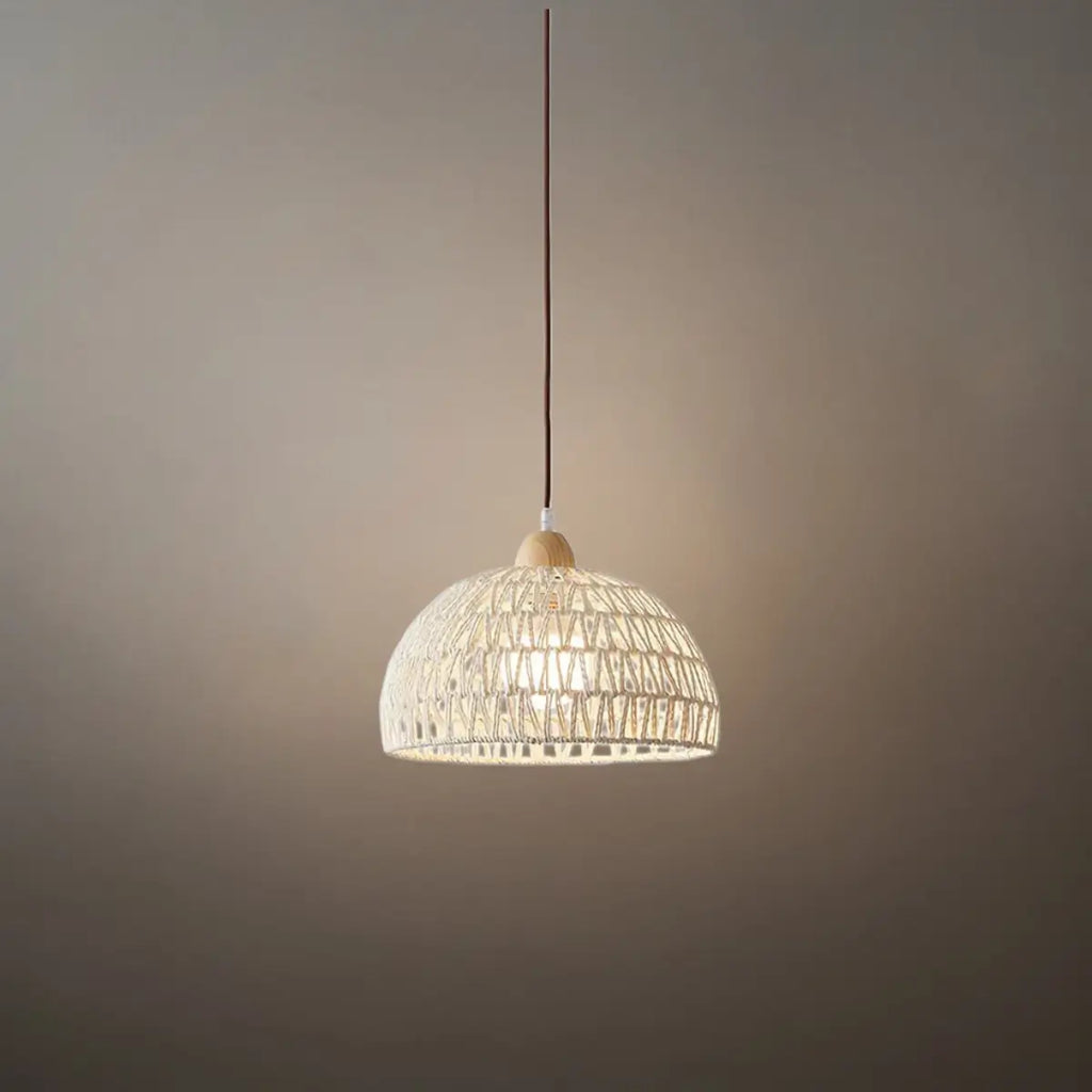 Natural Pendant Light – Rattan & Wood for Living Room Dining Room Bedroom - Flindria