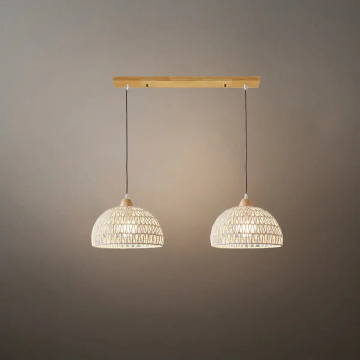 Natural Pendant Light – Rattan & Wood for Living Room Dining Room Bedroom - Flindria