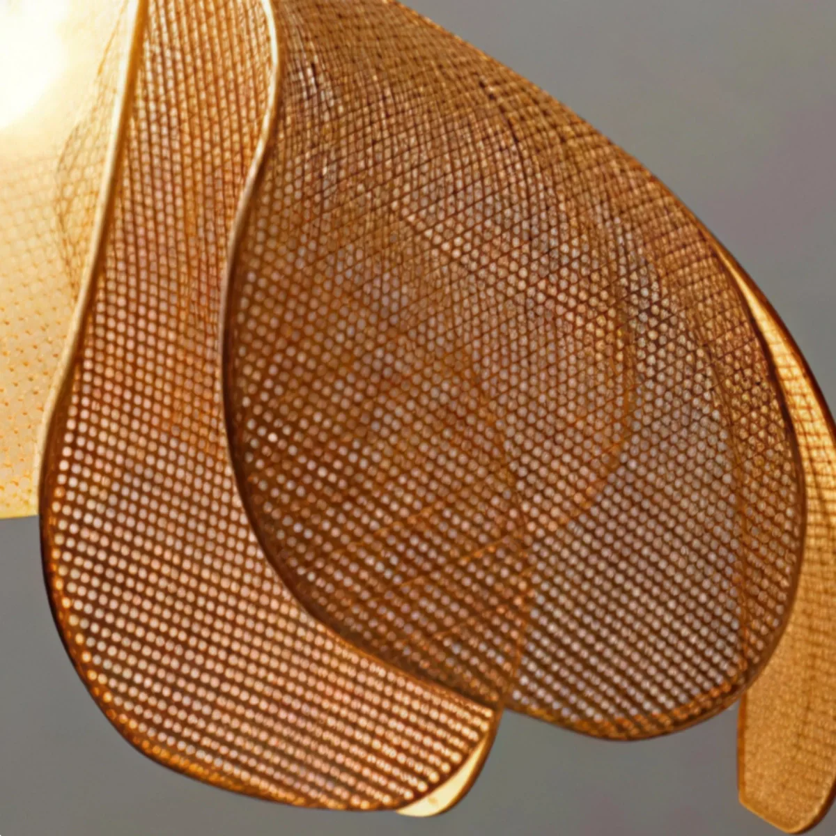 Natural Rattan Pendant Light – Petal Shaped Woven Fixture for Dining Room Living Room Bedroom - Flindria
