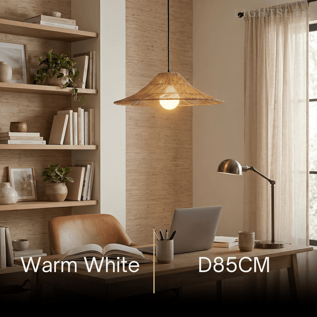 Natural Rattan Pendant Light - Natural for Dining Room, Living Room, Bedroom - Flindria