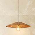 Natural Japanese Style Rattan Pendant Light - Brown/Black Hemp Rope for Kitchen, Dining Room & Living Room - Flindria