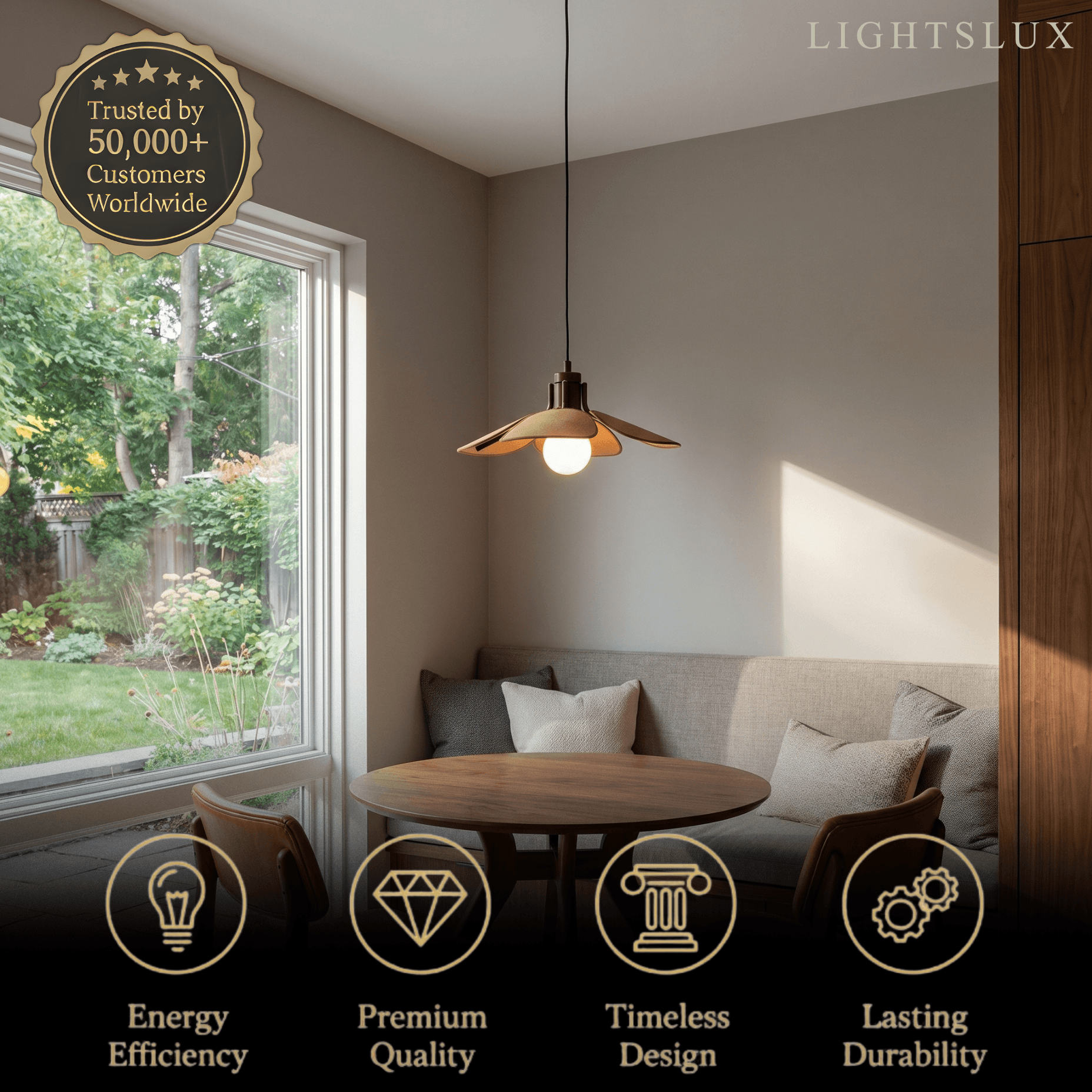 Natural Rattan Pendant Lamp -- Light Brown/Dark Brown for Living Room - Flindria