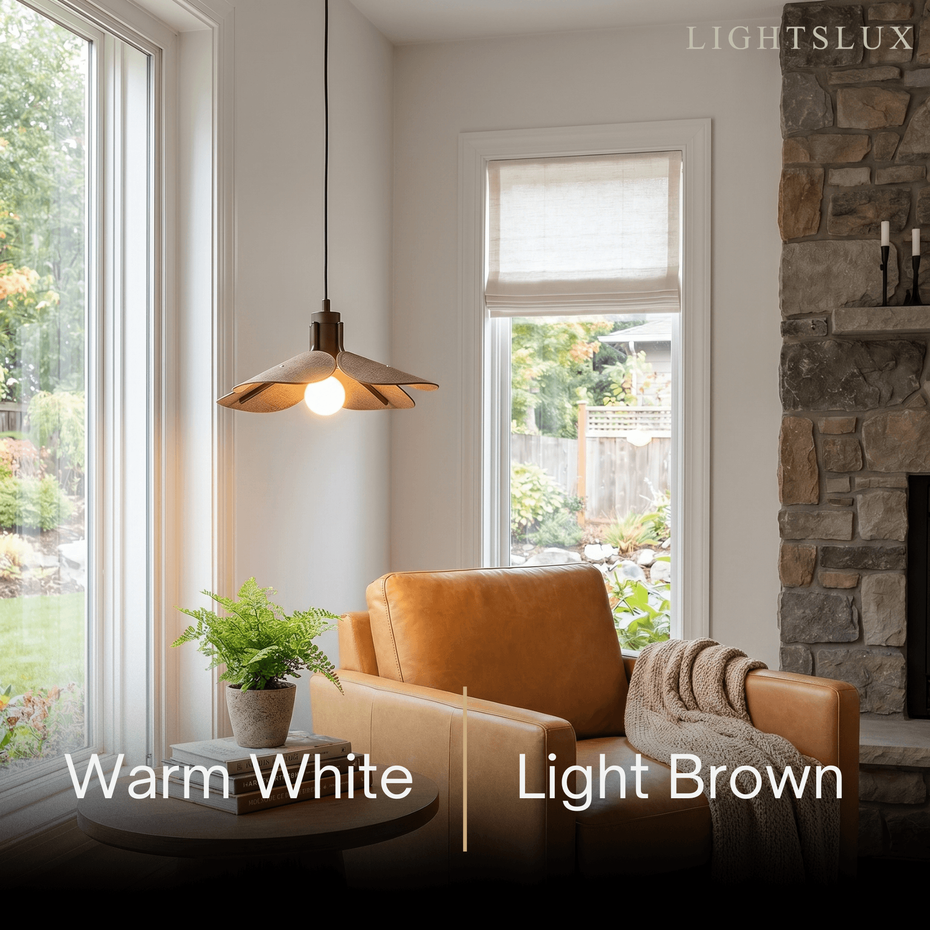 Natural Rattan Pendant Lamp -- Light Brown/Dark Brown for Living Room - Flindria