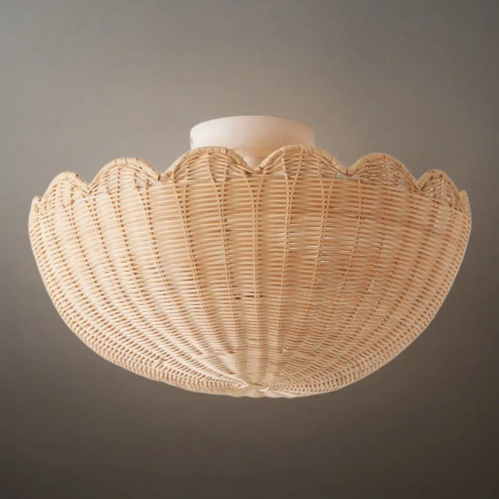 Natural Rattan Ceiling Light -- Natural Rattan for Living Room Bedroom - Flindria
