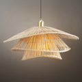Natural Weaver Pendant Lamp -- Gold Natural Bamboo for Living Room Dining Room - Flindria