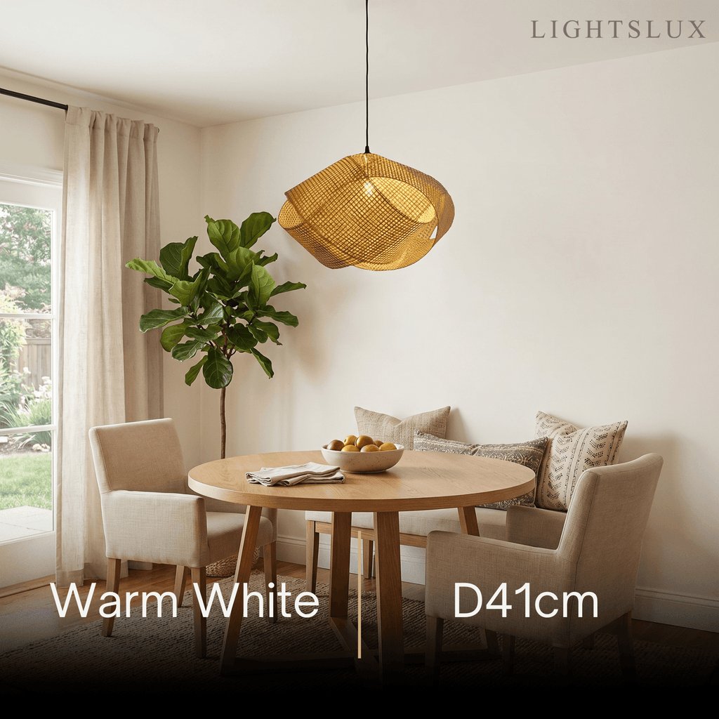 Modern Rattan Pendant Light -- Natural Rattan for Living Room Dining Room Bedroom - Flindria