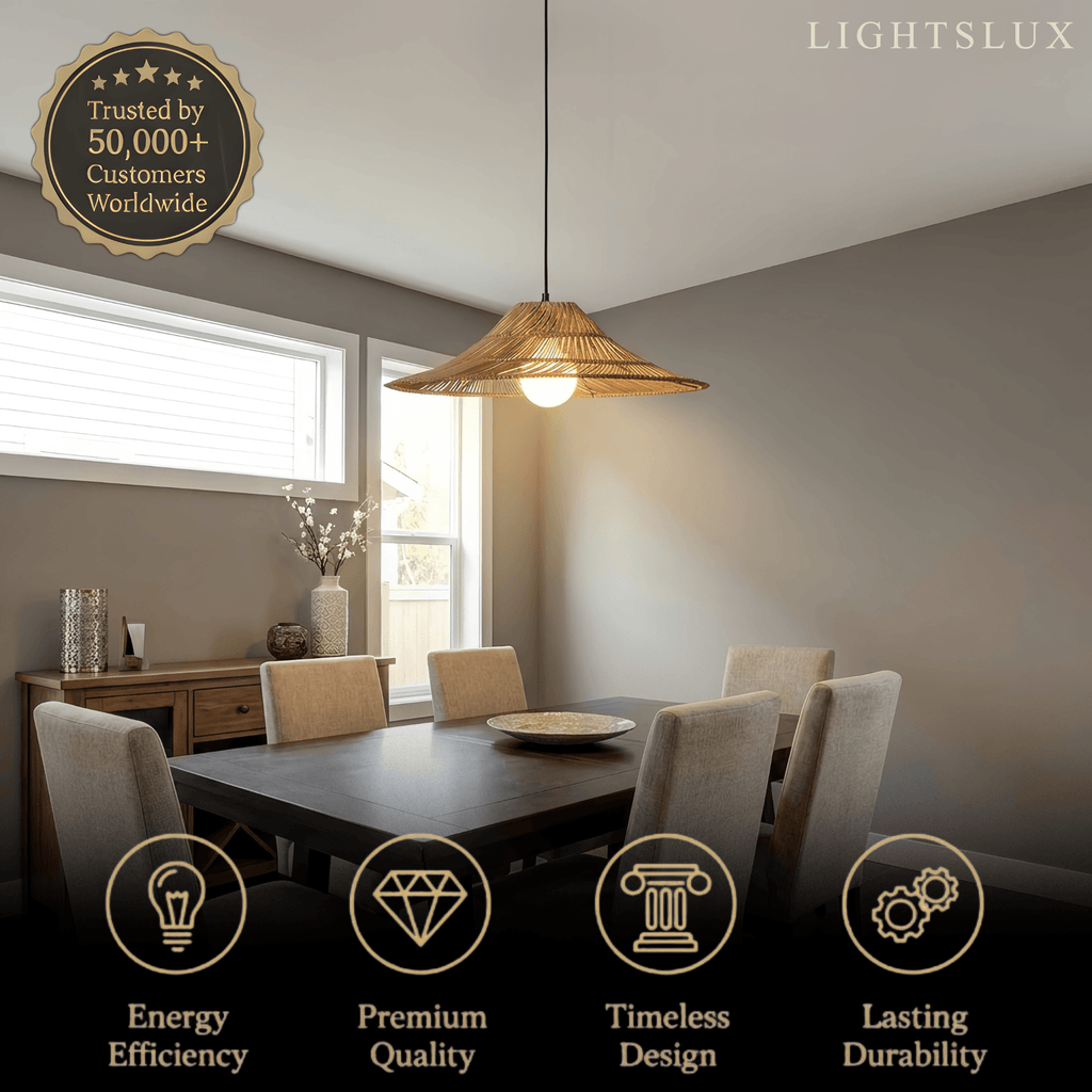 Natural Rattan Pendant Light -- Natural Rattan for Bedroom Dining Room Living Room - Flindria