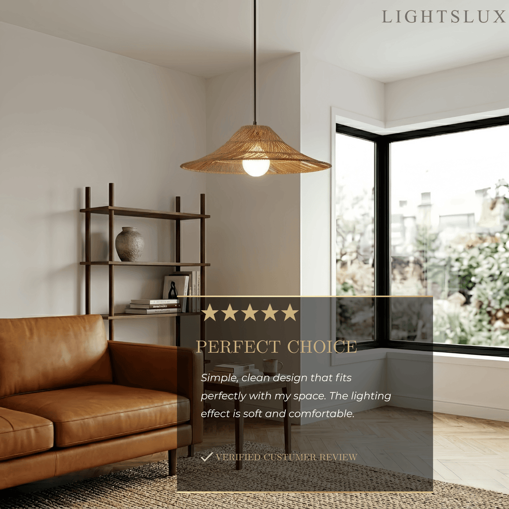 Natural Rattan Pendant Light -- Natural Rattan for Bedroom Dining Room Living Room - Flindria