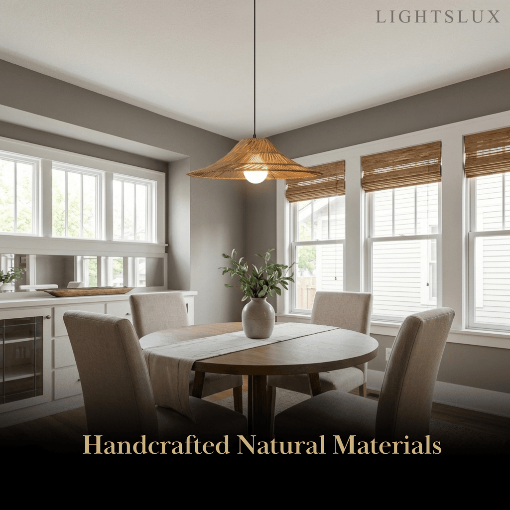 Natural Rattan Pendant Light -- Natural Rattan for Bedroom Dining Room Living Room - Flindria