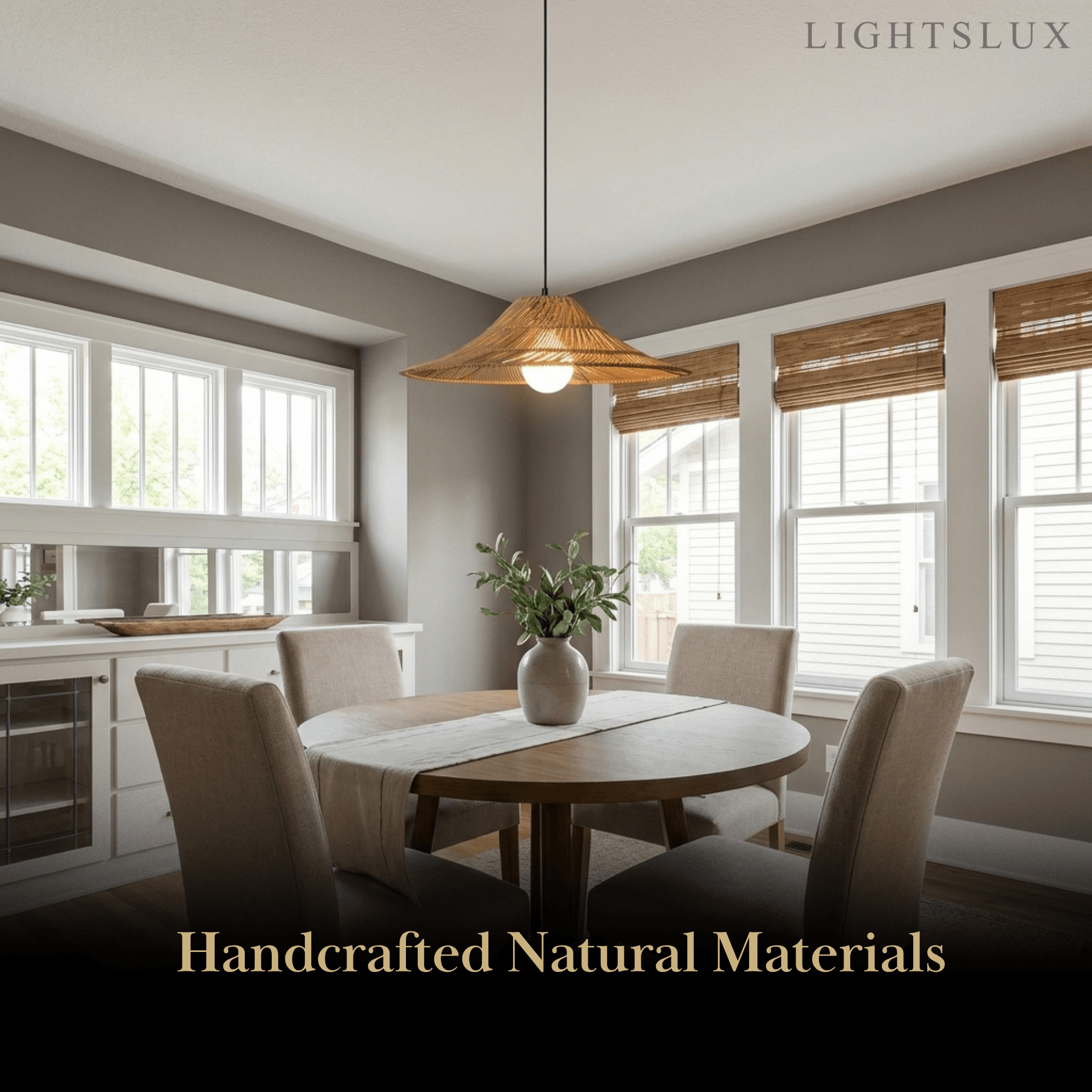 Natural Rattan Pendant Light -- Natural Rattan for Bedroom Dining Room Living Room - Flindria