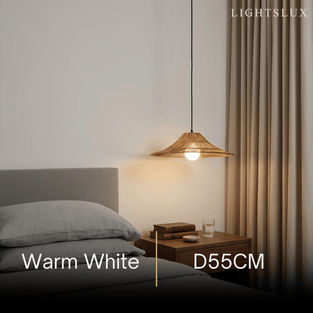 Natural Rattan Pendant Light -- Natural Rattan for Bedroom Dining Room Living Room - Flindria