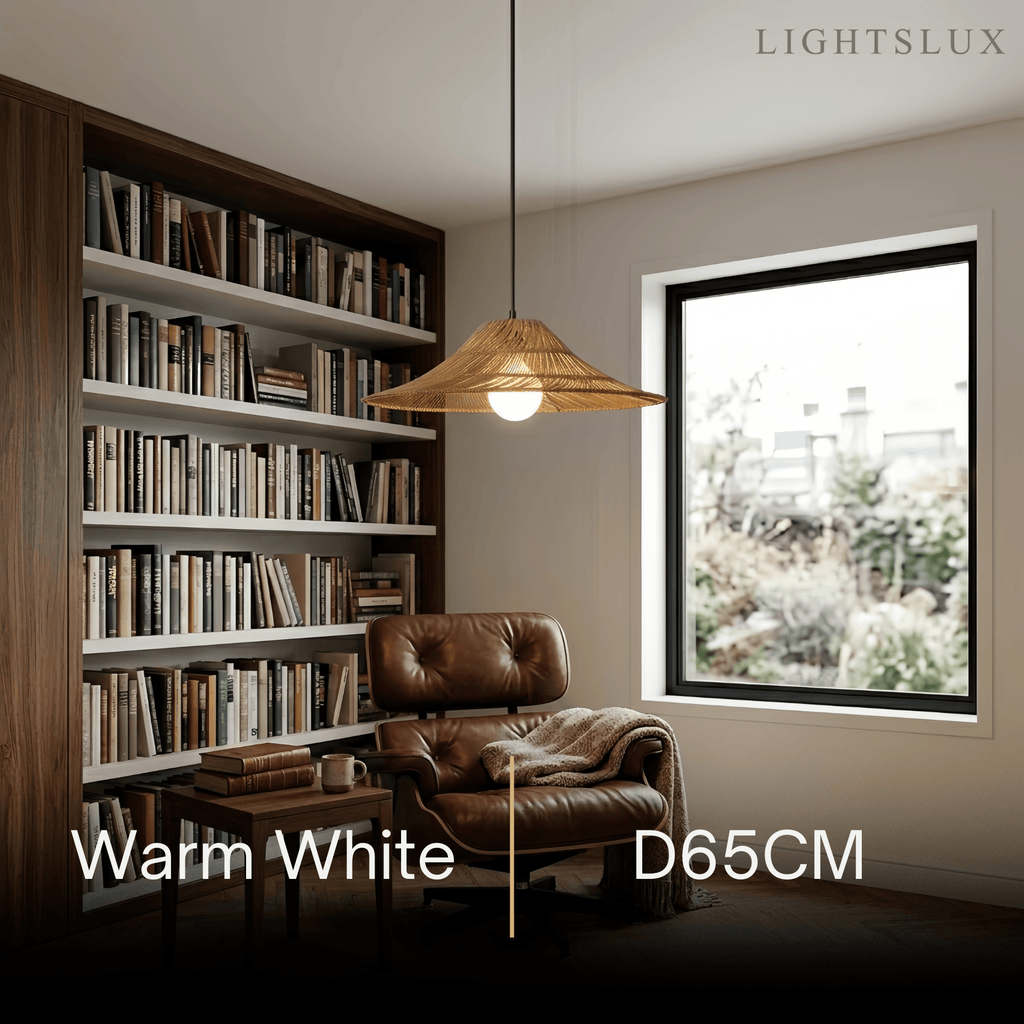 Natural Rattan Pendant Light -- Natural Rattan for Bedroom Dining Room Living Room - Flindria